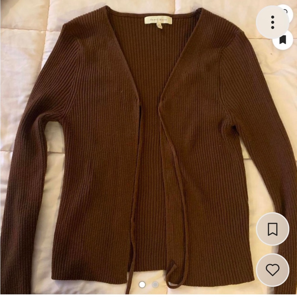 Y2k vintage ribbed brown cardigan sweater